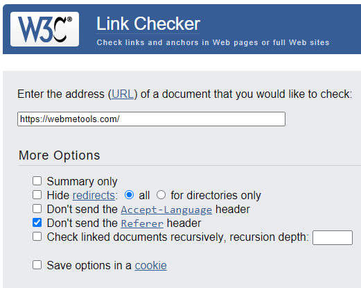 W3C Link Checker Tool W3C Link Checker Tool