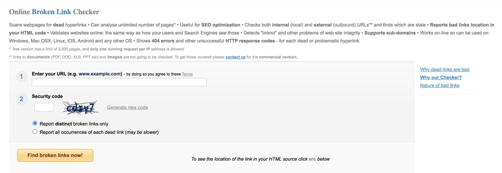 broken links brokenlinkcheck Online Broken Link Checker
