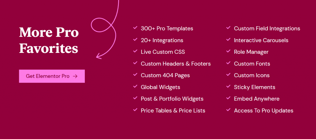 Elementor Pricing Features Elementor-Features
