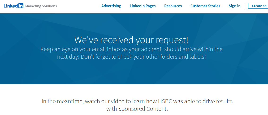 Linkedin ad credit Linkedin Ad Credit