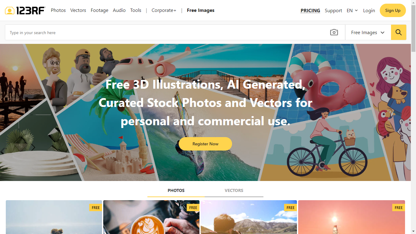 123RF FREE Site 123RF website