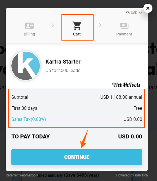 Kartra Trial Step Cart Kartra Trial Step Cart