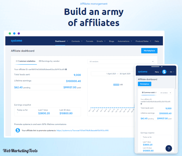 Systeme.io affiliate management feature 1 Systeme.io affiliate management feature