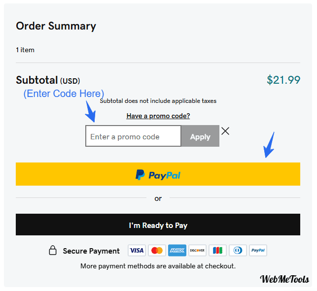 GoDaddy Checkout Buttons and Promo code Option GoDaddy Checkout Buttons and Promo code Option