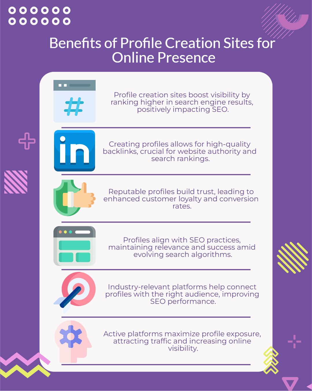 Benefits of Profile Creation Sites Benefits of Profile Creation Sites