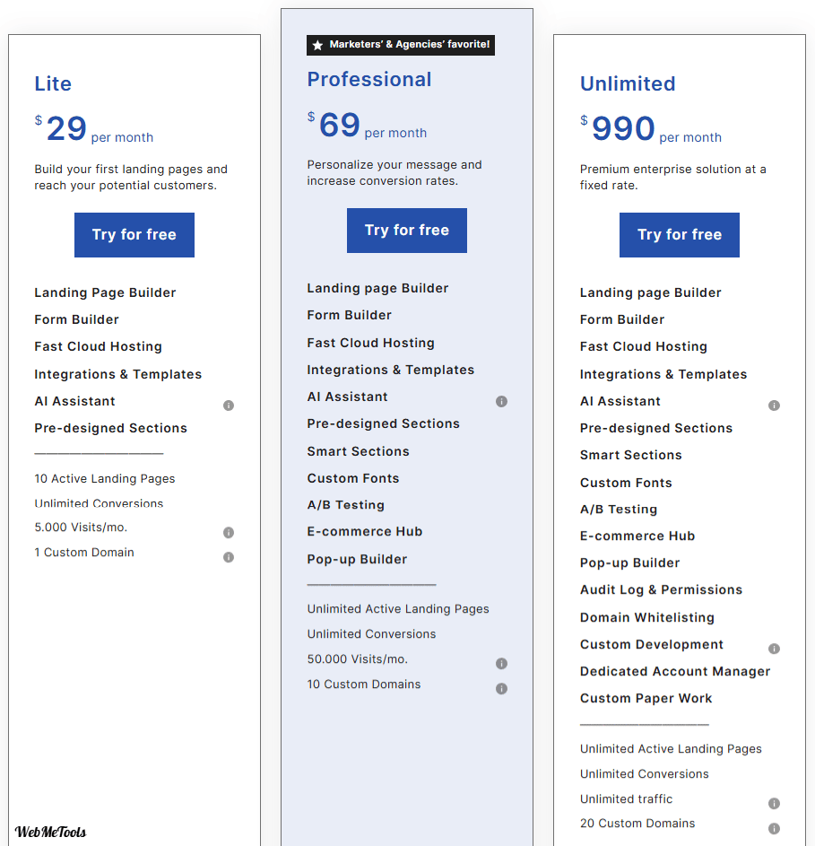 Landingi Pricing Plans Landingi Pricing Plans
