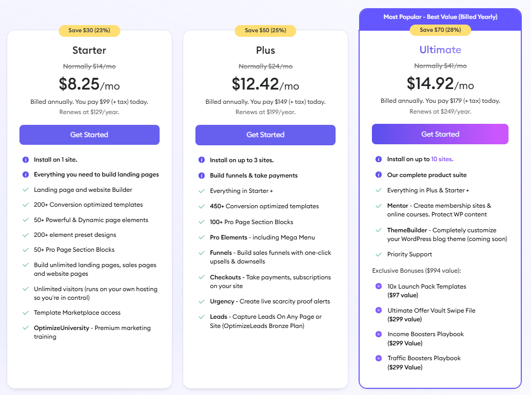 OptimizePress Pricing Plans OptimizePress Pricing Plans