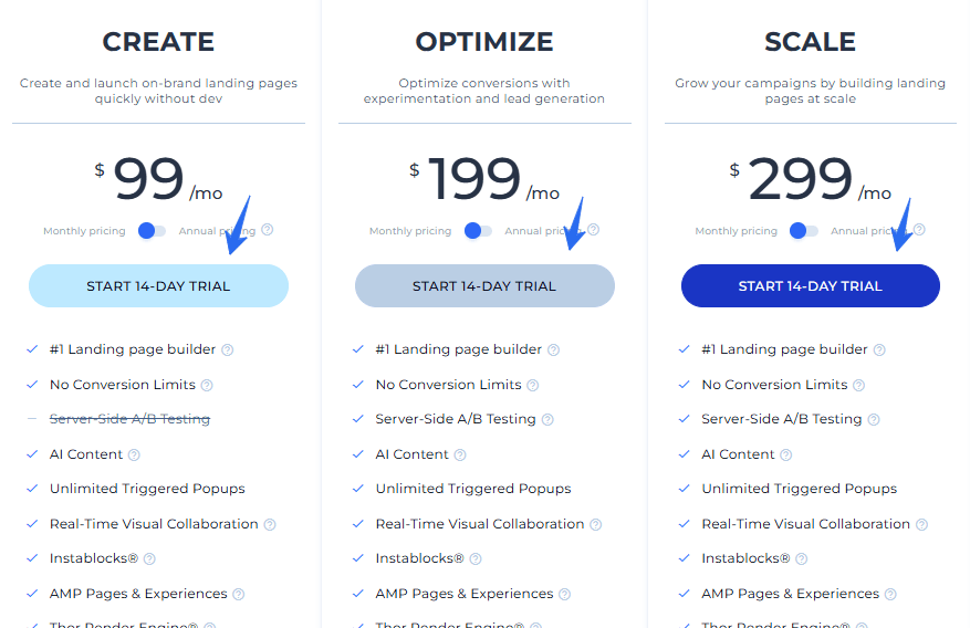 Pricing Instapage Monthly Pricing Instapage Monthly