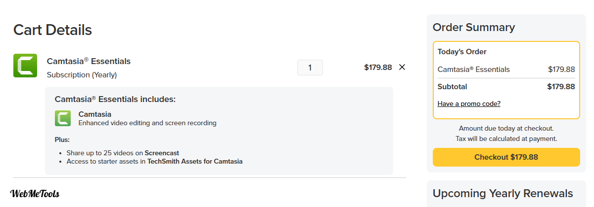 Camtasia Order Summary New TechSmith Camtasia Promo Codes to Get upto 50% Discount