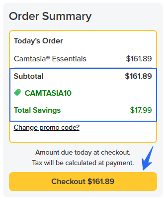 Camtasia Plan with Applied Coupon New TechSmith Camtasia Promo Codes to Get upto 50% Discount