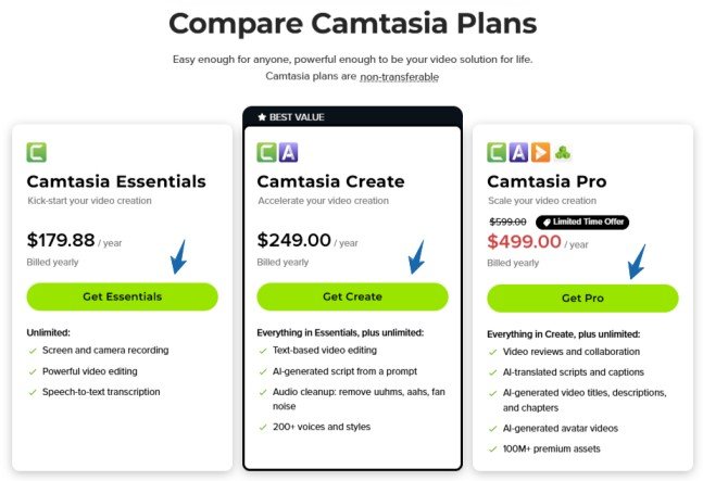 Camtasia Plans Pricing Camtasia Plans Pricing