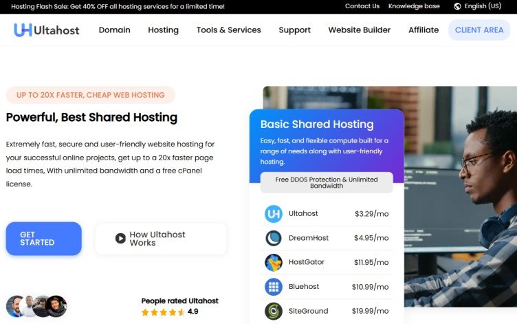 UltaHost Hompage UltaHost Homepage